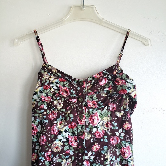 EDGE Brown Floral Ruffle Mini Dress // Size‎ Small - Picture 3 of 11